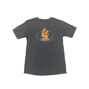 Prana Mens‎ T Shirt Size Small Camp Fire Graphic Print Tee Gray